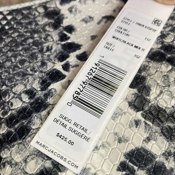 Marc Jacobs  Snakeskin Print Leather Shoulder Bag Black White Retails $425 - Picture 4 of 7